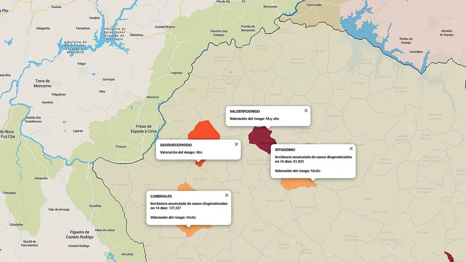 Mapa de índice de riesgo según los datos ofrecidos por el Sacyl / FUENTE: JCyL