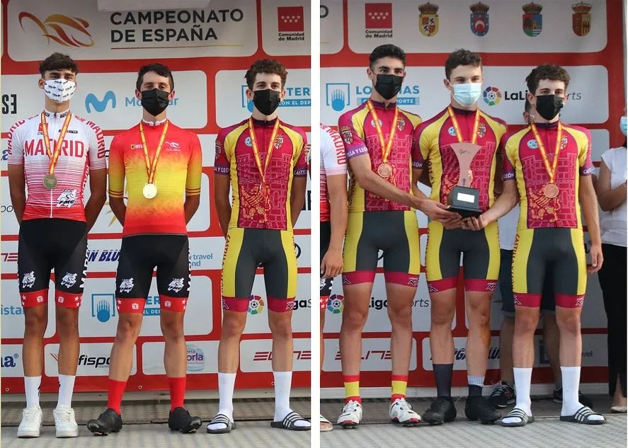 Miguel Domínguez recibiendo sus medallas en el podio - EC Promesal