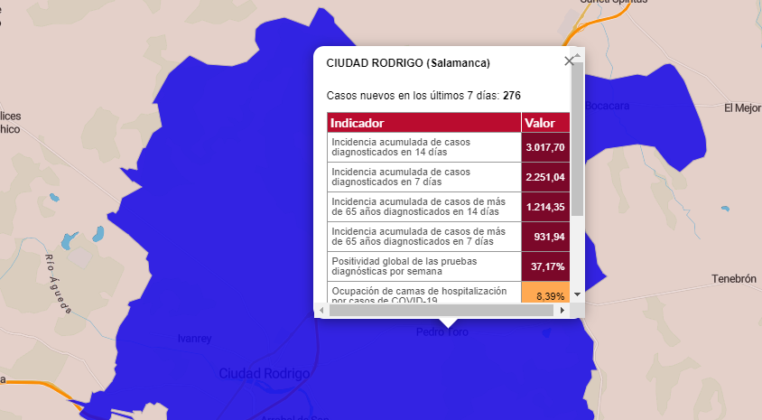 Ciudad Rodrigo suma 60 positivos en una jornada con nuevos casos en un total de 13 municipios
