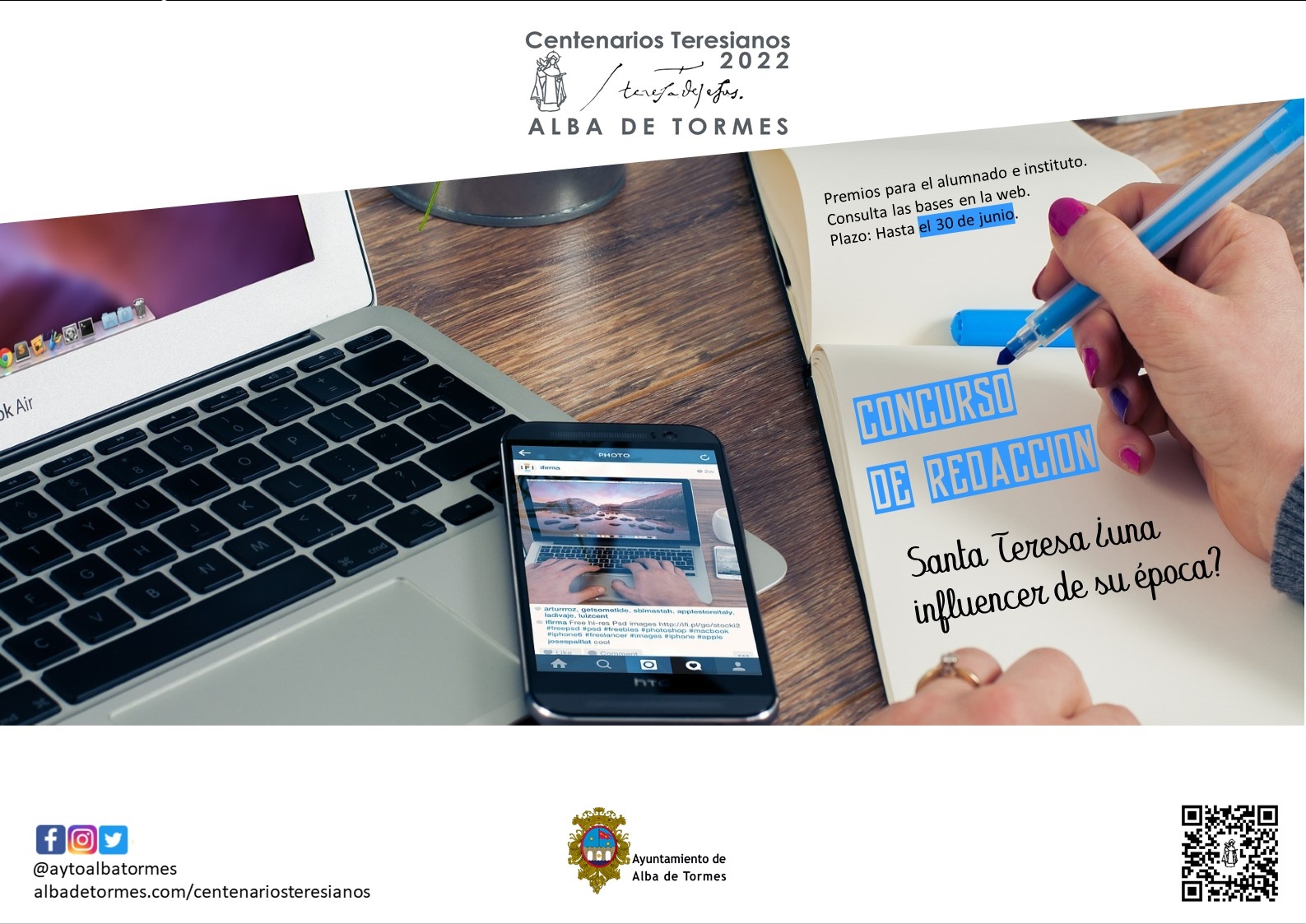 El Ayuntamiento de Alba de Tormes convoca el concurso de redacción Santa Teresa, ¿una influencer de su época?