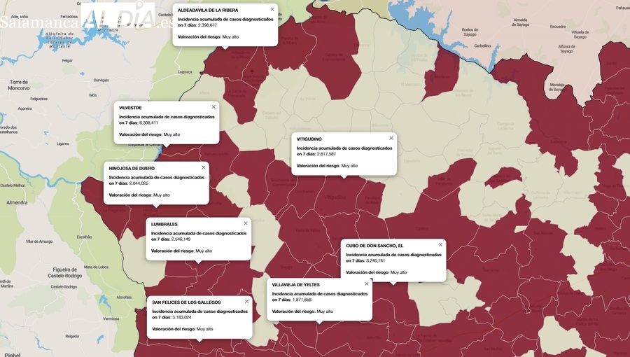 Las Arribes sobrepasa los 300 contagios en 32 municipios en la última semana 