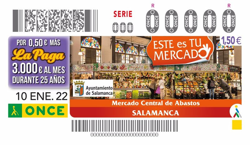 El Mercado Central de Abastos de Salamanca se promociona en el cupón de la ONCE