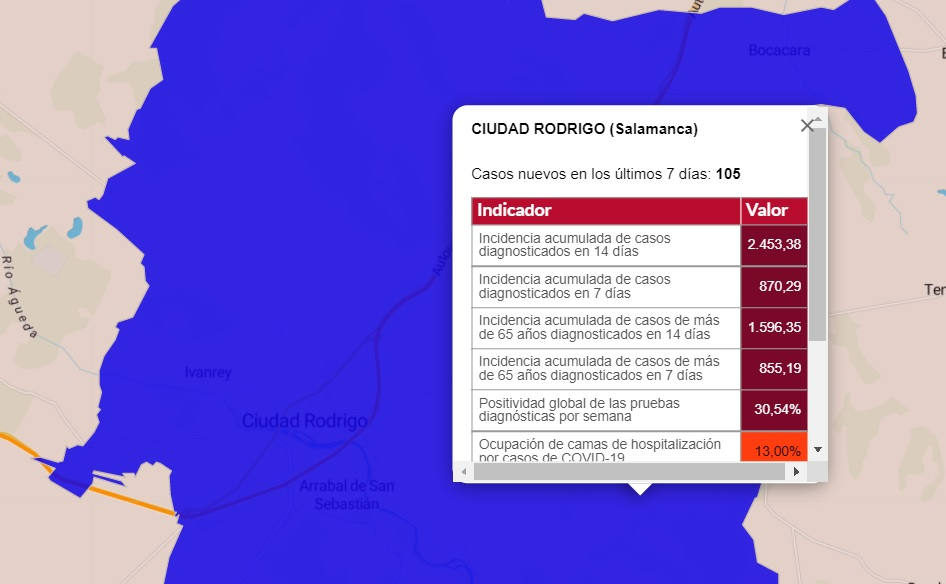 Ciudad Rodrigo suma al menos 8 positivos más y se ancla en el centenar de casos en 7 días