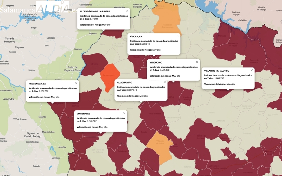 El número de contagios a 7 días en Las Arribes se mantiene estable pero con más municipios