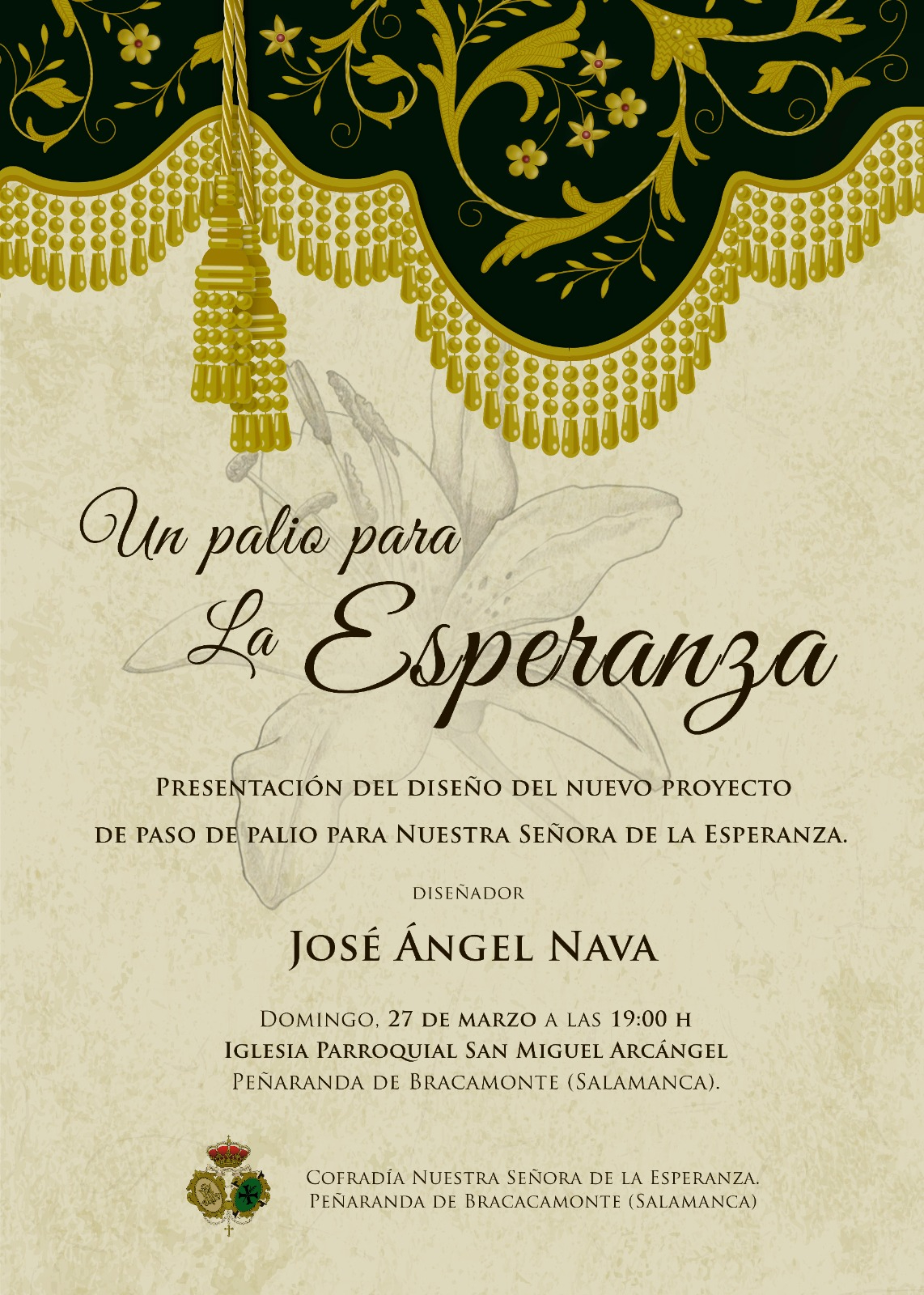 La cofradía Nuestra Señora de la Esperanza presentará el nuevo palio de la Virgen en un acto público 