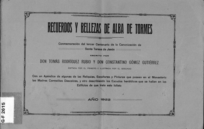 La guía de Alba de Tormes del secretario municipal Tomás Rodríguez Rubio (1922)