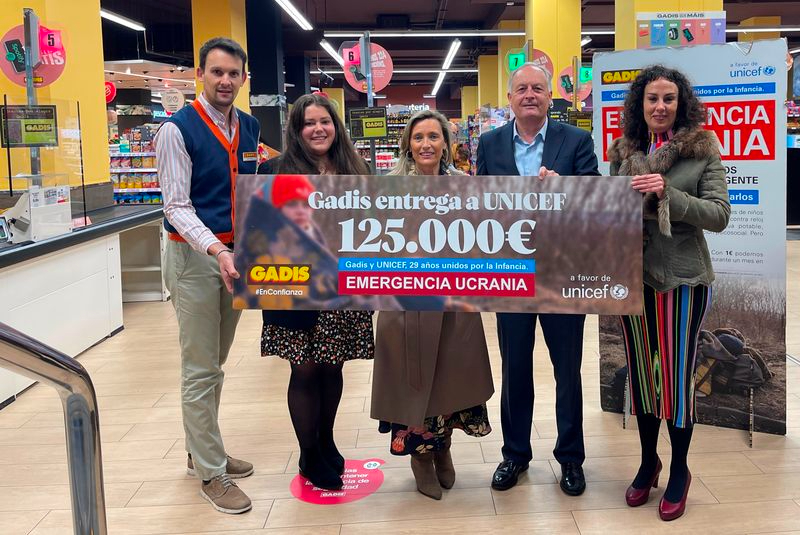 Unicef recibe 125.000 euros de ayuda para Ucrania, reunidos por Gadis y sus clientes