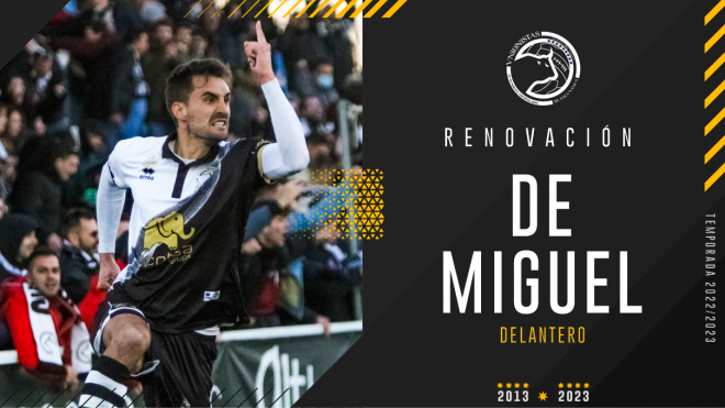 El pichichi De Miguel renueva con Unionistas dos campañas más