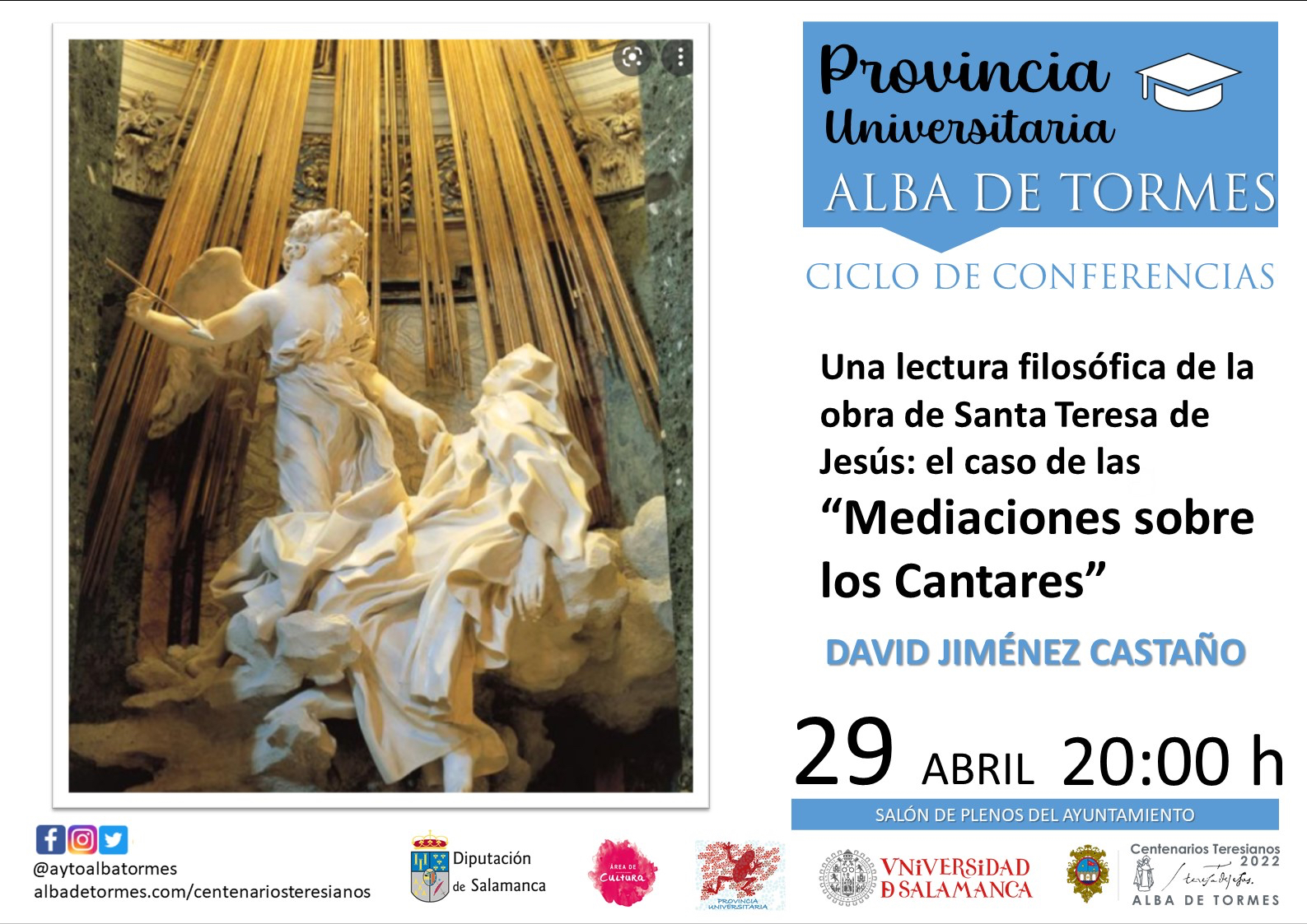 El profesor David Jiménez centra su conferencia sobre Santa Teresa dentro del programa Provincia Universitaria