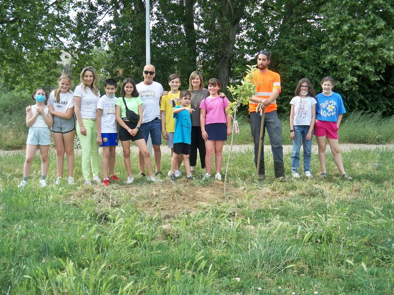Los niños de Santa Marta participan en la reforestación del Paseo Fluvial de La Fontana
