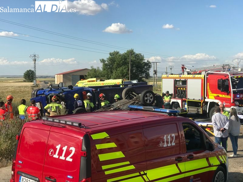 Un herido en un aparatoso accidente en Castellanos de Moriscos 