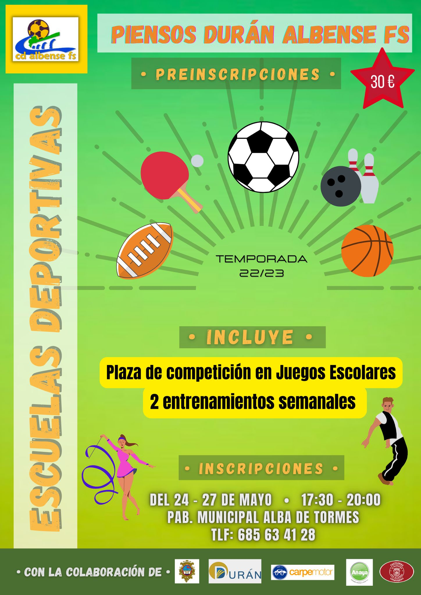 Las Escuelas Deportivas del Piensos Durán Albense abren sus preinscripciones