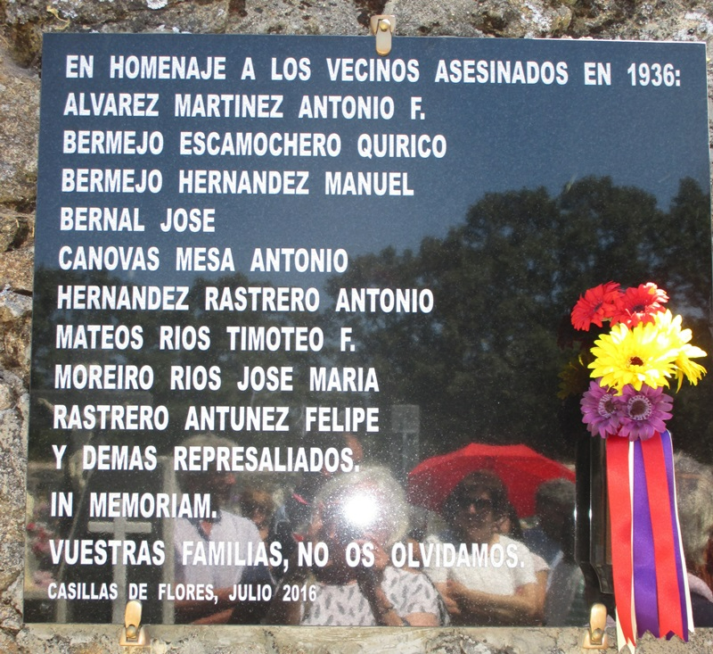 La ASMJ repondrá el día 25 la placa con los nombres de los vecinos de Casillas asesinados en 1936