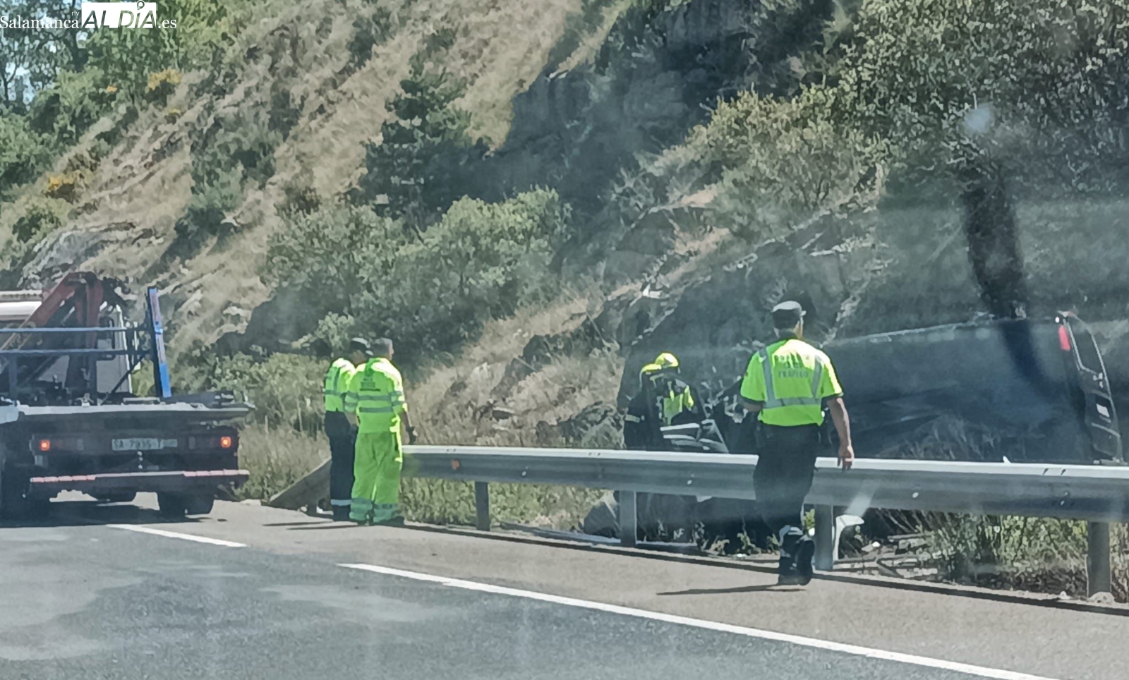 Una salida de vía en la A-66 en el puerto de Vallejera se salda con dos heridos