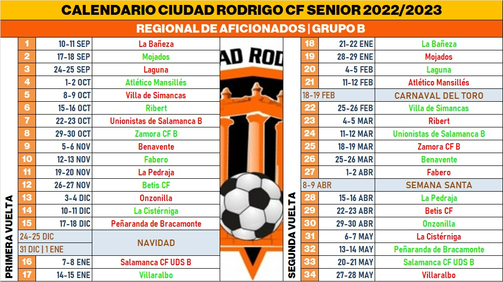 El Ciudad Rodrigo CF iniciará la Liga 2022/2023 en La Bañeza y la cerrará en Villaralbo