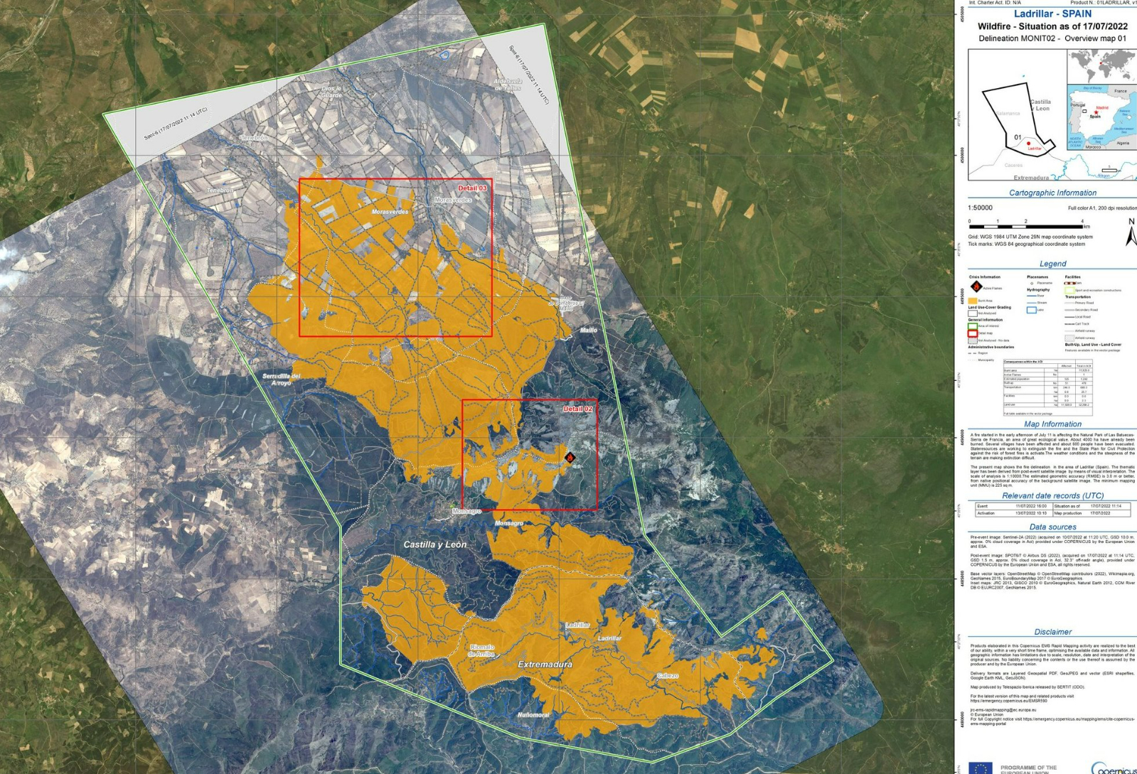 El incendio ha afectado al triple de hectáreas en Salamanca que en Cáceres
