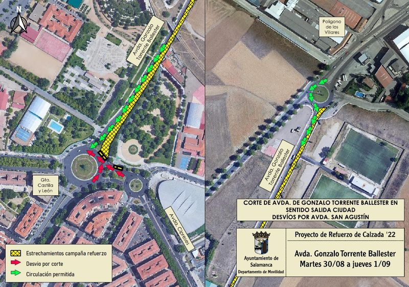 Los cortes de tráfico y desvíos que afectarán la próxima semana a la avenida Gonzalo Torrente Ballester