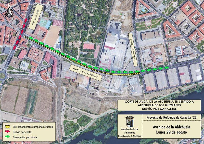 Cortes de tráfico y desvíos este lunes en la Avenida de La Aldehuela 