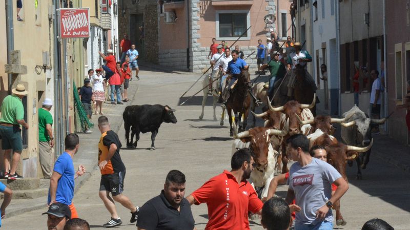 Lumbrales despide las fiestas con un desigual encierro a caballo
