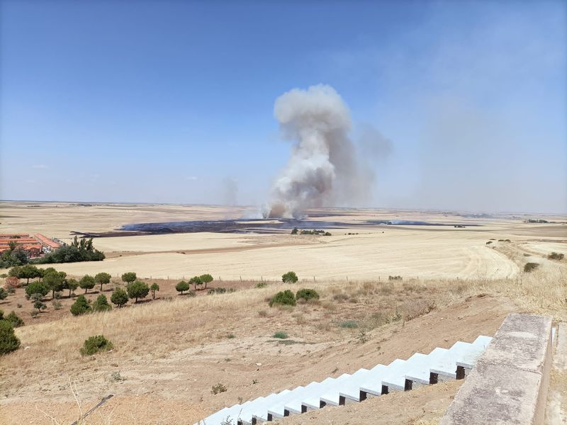 Declarado un fuego en la zona de Monterrubio de la Armuña 
