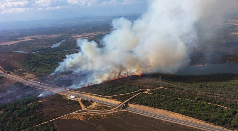 Un fuego en Val de Santa María (Zamora) obliga a cortar la vía férrea del AVE