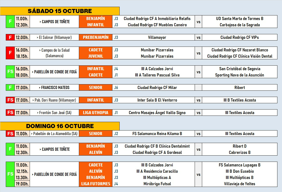 AD | 15-16 OCT | Atípicos horarios de los primeros derbys para el Ciudad Rodrigo CF y el III Columnas