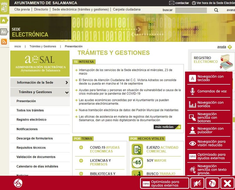 La web del Ayuntamiento de Salamanca, una de las más accesibles de las administraciones locales de España