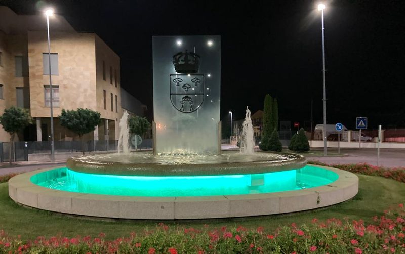 El motivo por el que Carbajosa ilumina de verde las rotondas de acceso al municipio