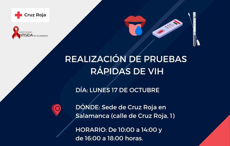 Pruebas rápidas de VIH, este lunes en la sede de Cruz Roja en Salamanca