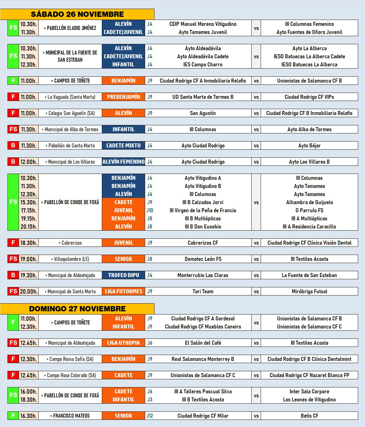 AD | 26-27 NOV | Duelo en la cumbre entre el Benjamín A del Ciudad Rodrigo y Unionistas