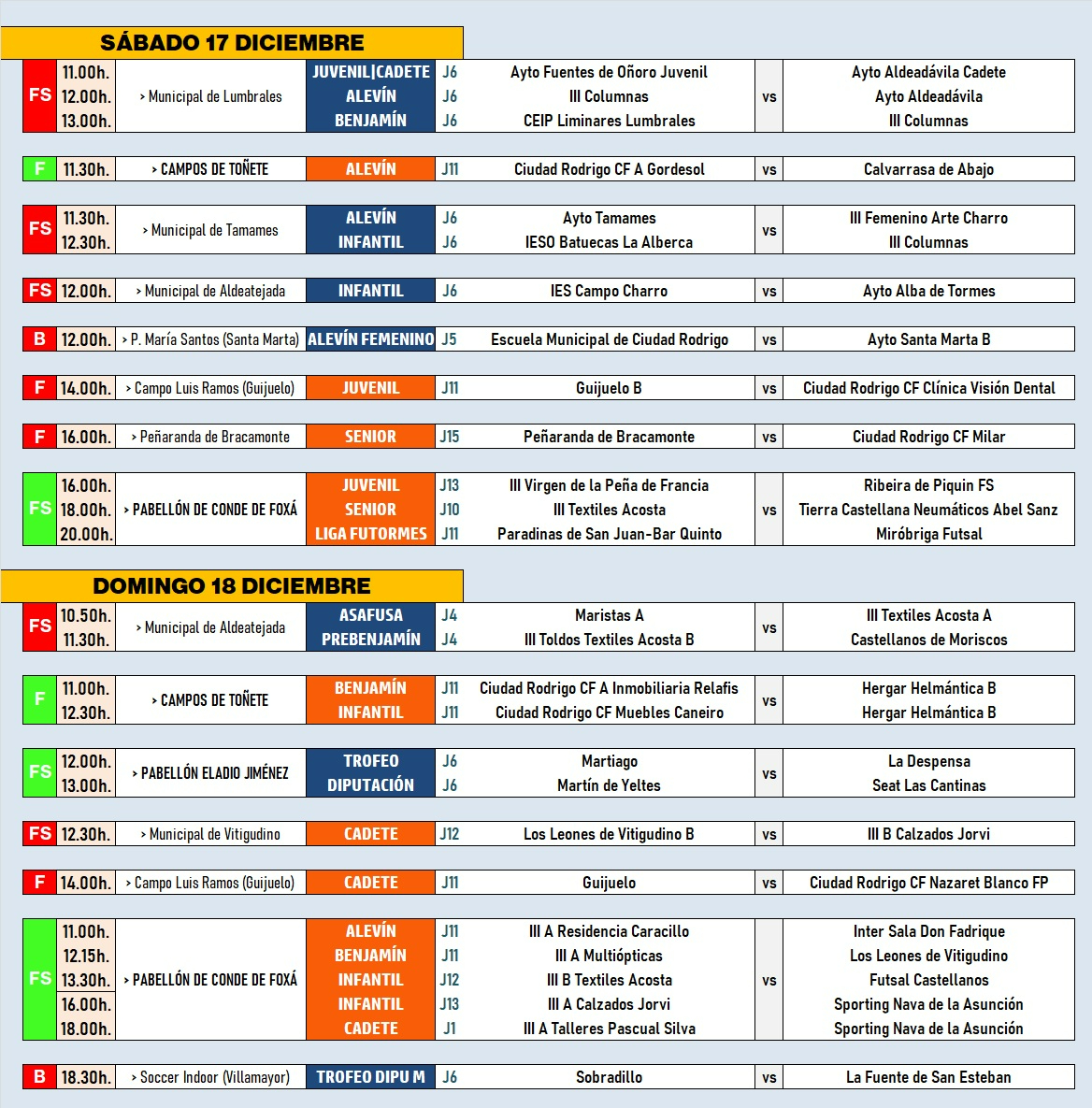 AD | 17-18 DIC | Las competiciones ligueras se van de vacaciones de Navidad
