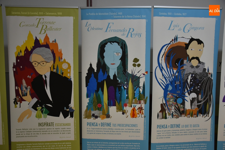 Ilustres personajes salmantinos dibujados por Violeta Monreal adornan el IES Tierra