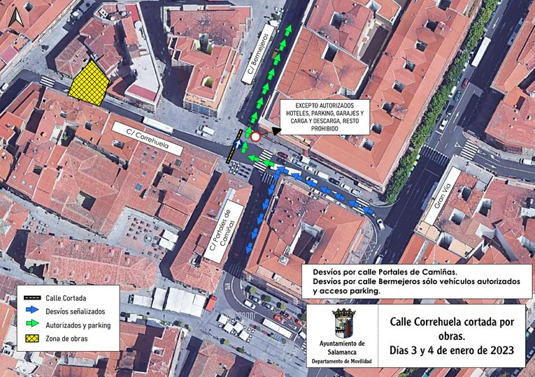 Cortada al tráfico la calle Correhuela el 3 y 4 de enero