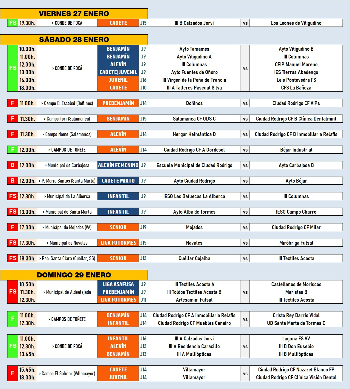 AD | 27-29 ENE | El fin de semana deportivo arranca en Conde de Foxá en la tarde del viernes