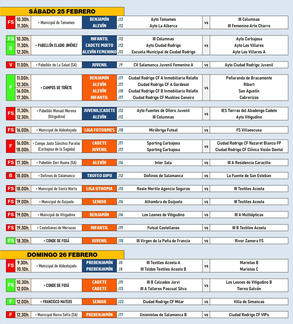 AD | 25-26 FEB | El Domingo de Piñata altera la vuelta de las competiciones tras el Carnaval