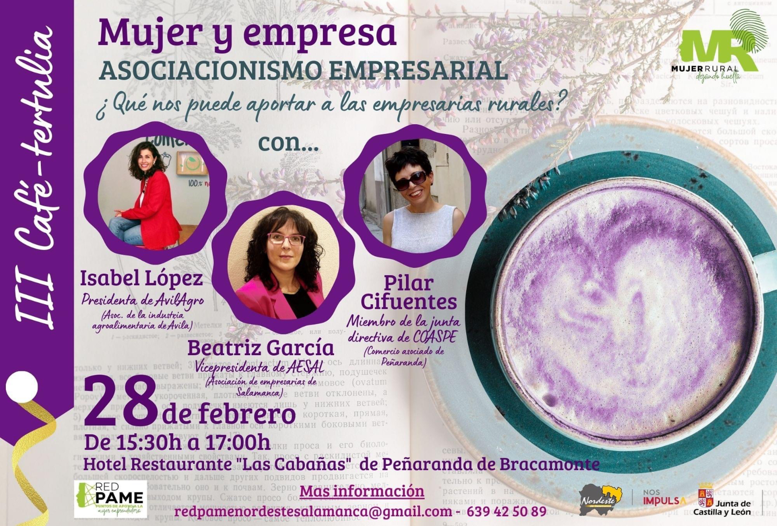 Mujeres, emprendimiento y el medio rural se unen este martes en Peñaranda en el III Café Tertulia de la Asociación Nordeste