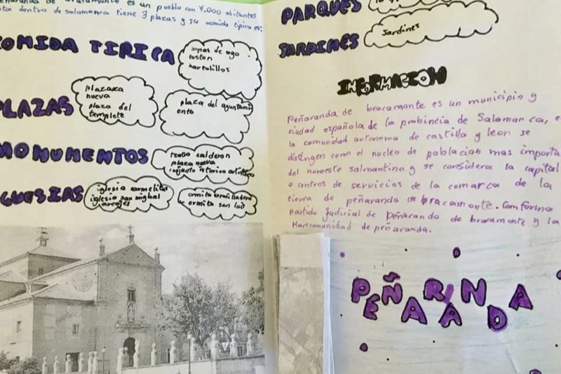 El valor de los pueblos y el turismo, objetivo de los llamativos folletos creados por 5º de Primaria en el Ceip Miguel de Unamuno