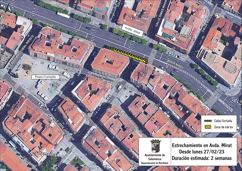 Aviso para los conductores que circulan por la avenida de Mirat 