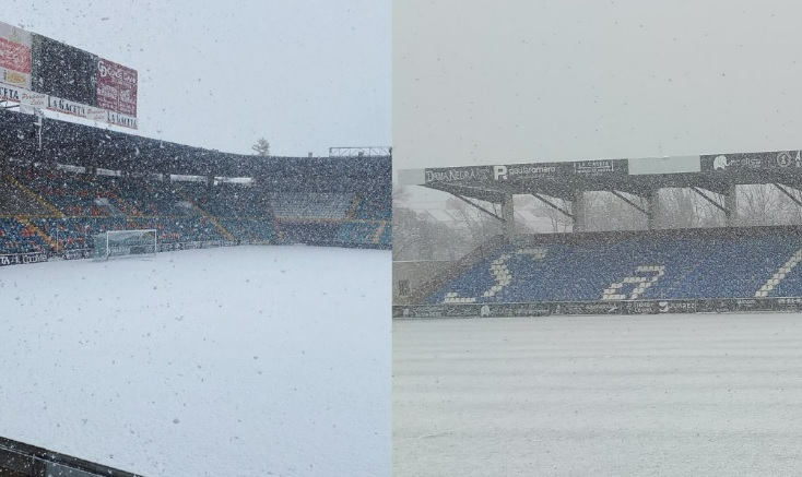 El Helmántico y el Reina Sofía, cubiertos por una capa de nieve