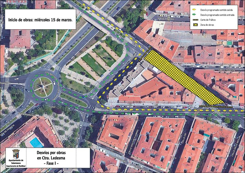Corte de tráfico en la Carretera de Ledesma por las obras de urbanización 