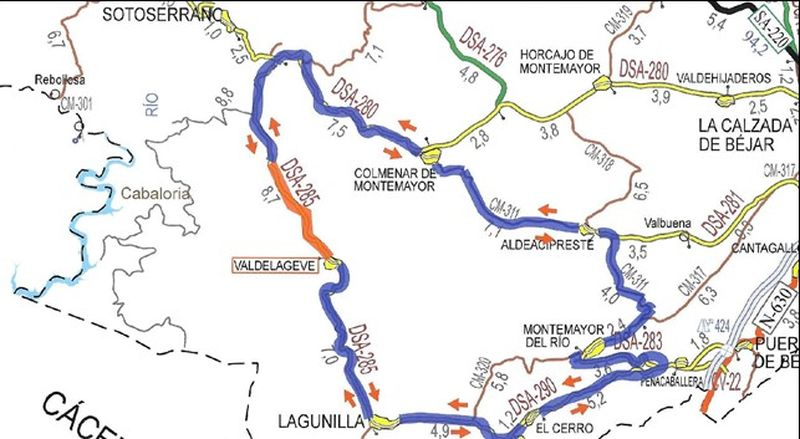 Aviso para conductores que circulan entre las sierras de Francia y Béjar