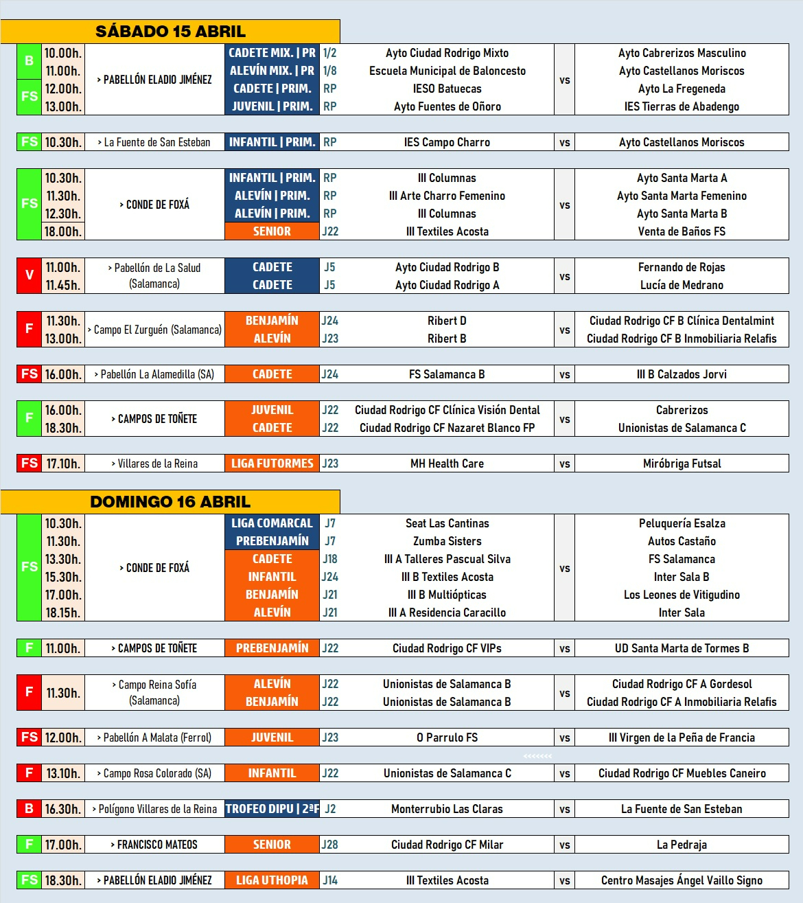 AD | 15 – 16 ABR | El Benjamín A del Ciudad Rodrigo se juega la liga ante Unionistas B
