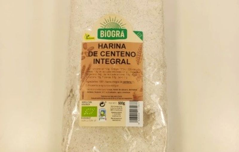 Consumo retira lote de harina de centeno integral de Biogrà