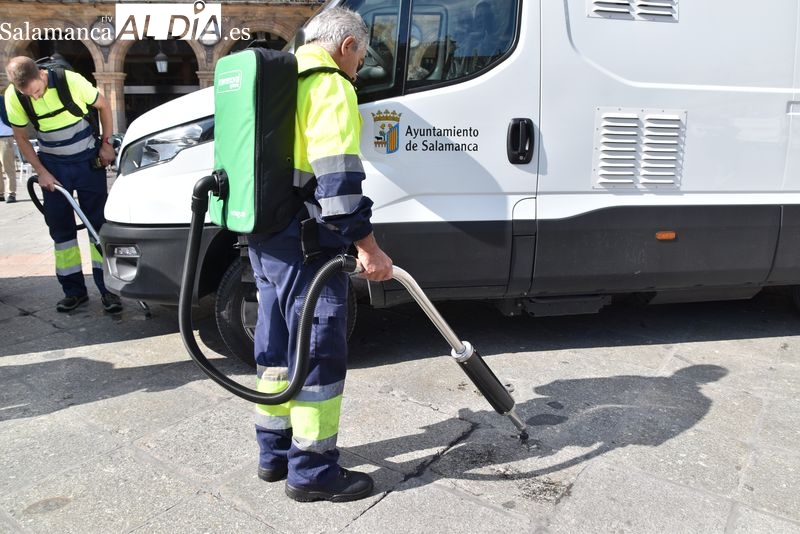 Salamanca estrena un eficaz sistema para retirar chicles de las calles
