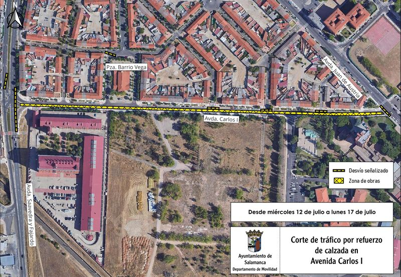 Seis cortes de tráfico, otros seis estrechamientos de calzada y tres grúas en las calles de Salamanca