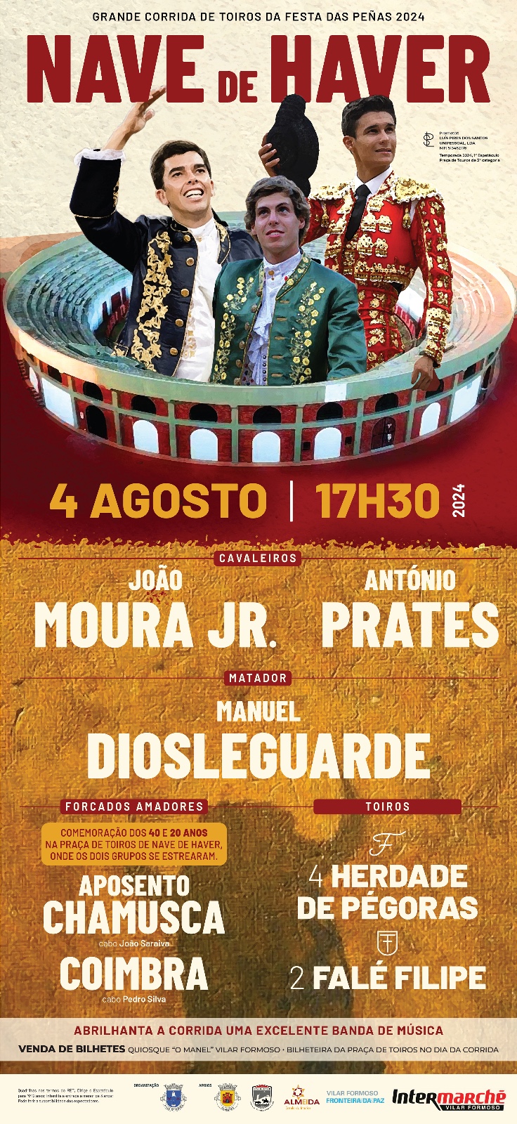 Cartel toros Nave de Haver ( Portugal) 4 de agosto 2024