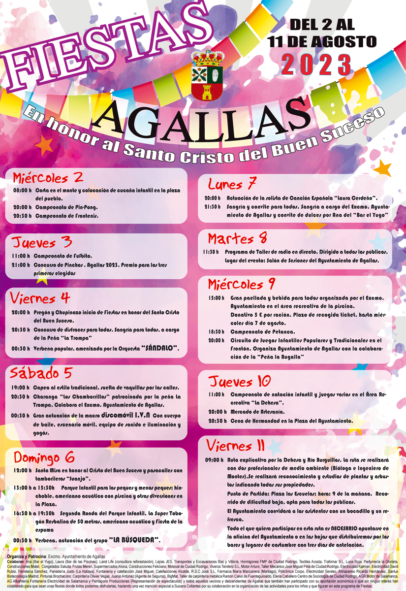 Cartel programa fiestas Cristo del Buen Suceso Agallas 23