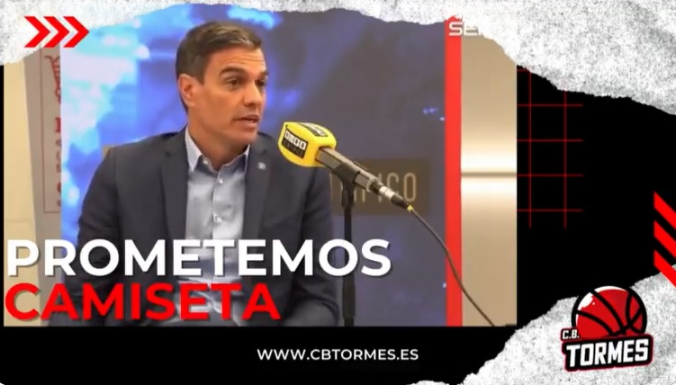 Quequé le dice a Pedro Sánchez que le mandará una camiseta del CB Tormes