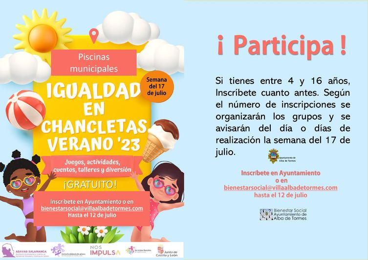 Abierto el plazo para inscribirse en el programa ‘Igualdad en chancletas’ 