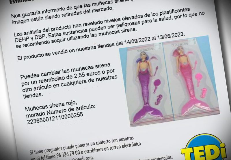 Retiran del mercado unas muñecas de sirena por tener elevados niveles de plastificantes perjudiciales para salud